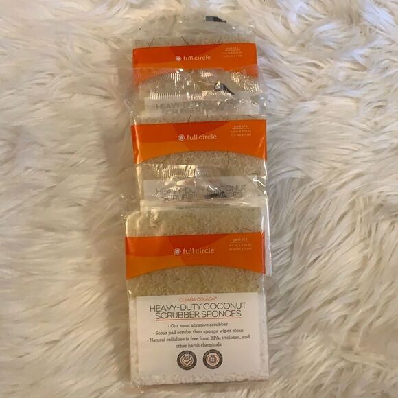 Three packages of 2 Full Circle heavy-duty coconut scrubber sponges (total 6) - Picture 1 of 3